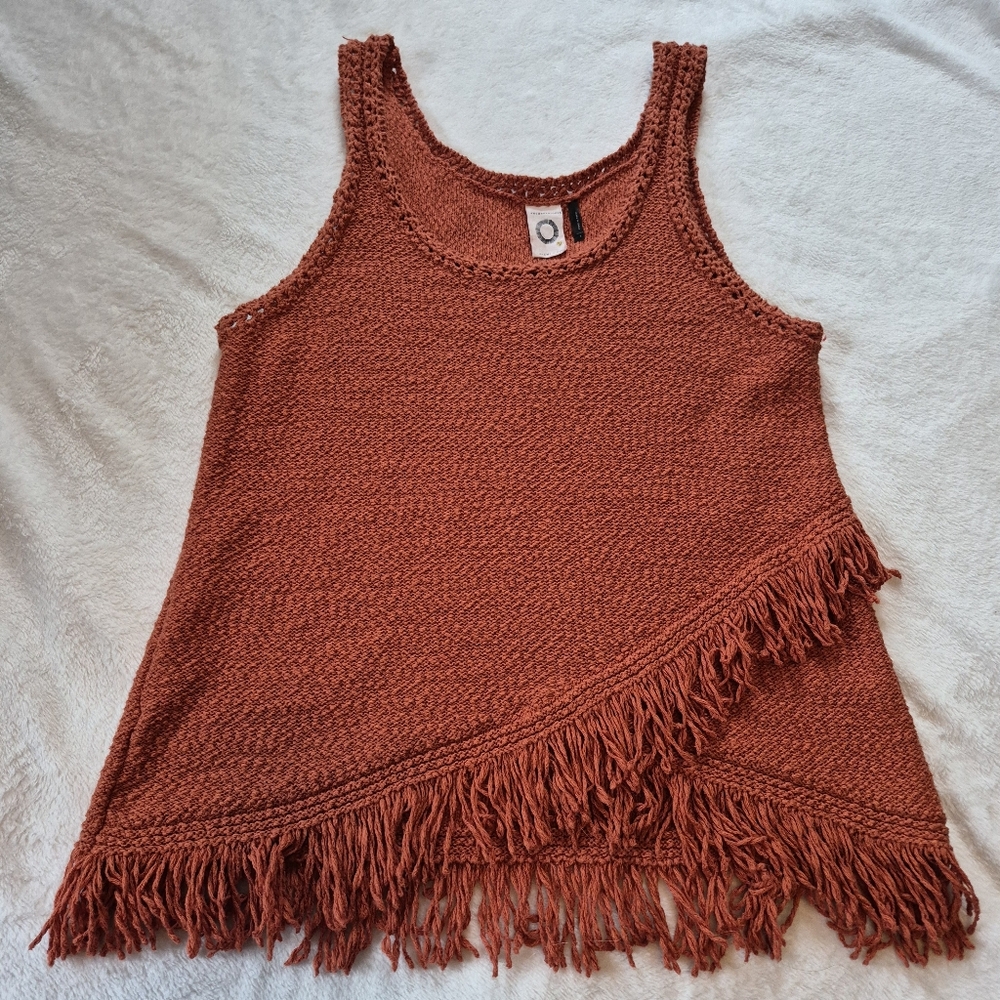 Anthropologie Akemi + Kin Fringed Sweater Tank, Burnt Orange, Small